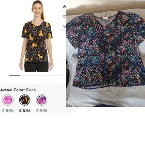 Scrubstar top, multi color print 3x